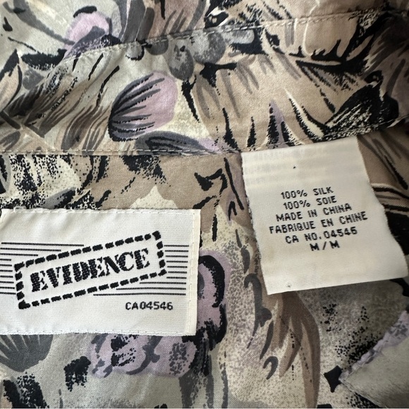 VINTAGE EVIDENCE 100% SILK PATTERNED BLOUSE - M - Picture 13 of 16